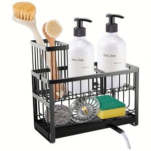 Support de rangement en acier inoxydable antirouille à prix abordable pour évier de cuisine, porte-savon et porte-éponge pour robinet de cuisine - Product Image 2