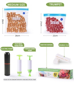 BPA-free vacuum zipper bags with air valves, reusable <b>plastic</b> sandwich freezer vacuum bags for <b>kitchen</b> food storage. - Product Image 2