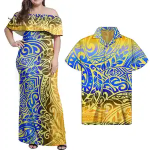 Vestido feminino retrô polynesian, vestido personalizado, para senhoras, elegante, cinza, tribais, com estampa, ombro fora