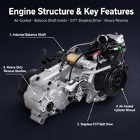 Moteur de moto 200cc GY6 CVT à arbre d'équilibrage et refroidissement par air, avec marche arrière, pour véhicule utilitaire agricole, marque personnalisée