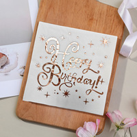 Serviettes en papier de fête en feuille d'or de conception rose délicate, dîner et serviette de fête personnalisés