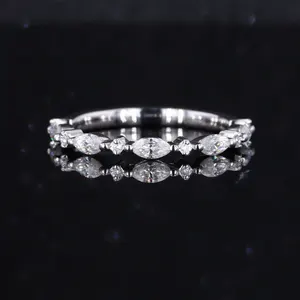 プラチナpt950シンプルスタイルルーズマーキスカットモアッサナイト結婚指輪リング女性用リングジュエリー