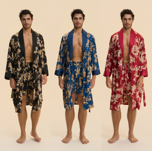 Ensemble de <span class=keywords><strong>pyjama</strong></span> pour <span class=keywords><strong>homme</strong></span> à carreaux à manches longues, best-seller, avec cardigan et motif dragon, idéal pour porter à la maison comme <span class=keywords><strong>pyjama</strong></span>. - Product Image 1