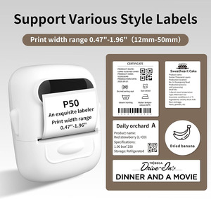 Imprimante d'étiquettes portable <span class=keywords><strong>P50</strong></span>, mini imprimante thermique sans encre pour codes-barres, rangement domestique, petite imprimante d'étiquettes sans fil, fabricant d'autocollants - Product Image 4