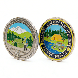 Pièce de monnaie commémorative personnalisée 2026 sur le thème de la randonnée, motif montagne, forêt, camping, en émail, pièce de <span class=keywords><strong>d</strong></span>éfi - Product Image 1