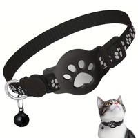 Collier moderne pour chat en polyester imprimé avec boucle de sécurité, lumières détachables, support pour AirTag empreinte de patte et clochette