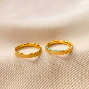 ACEWORKS 18K PVD Gold Plated Stainless Steel Polished <b>Plain</b> Band <b>Ring</b> Unisex | Trendy Minimalist Design Waterproof - Product Image 3