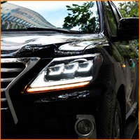 Pour Lexus LX570 2009-2015 Facelift 2019, phare LED à triple faisceau, 3 lentilles, clignotant dynamique séquentiel, DRL, ensemble de phares noirs
