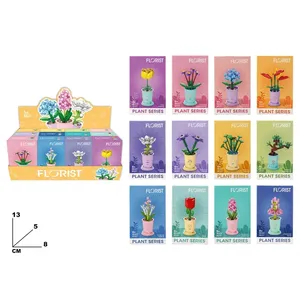 Building <b>Block</b> Sets Plant Series Mini Flower Pots For Kids 6+ Age Educational Toy Set 13x8x5 Cm - Product Image 3