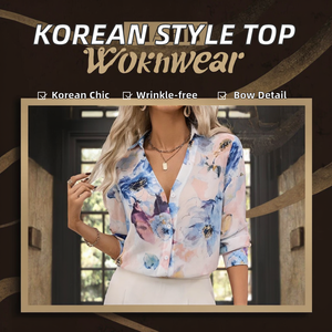 Chemisier en mousseline simple anti-plis en spandex tissé avec nœud, style coréen, pour femme, manches longues, toutes saisons, le plus vendu - Product Image 2