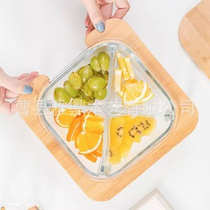 ชามแก้วไม้สำหรับเก็บของพร้อมฝาปิดแบบสุญญากาศสำหรับขนมขบเคี้ยวสลัดผลไม้ใช้ในงานปาร์ตี้ - Product Image 3