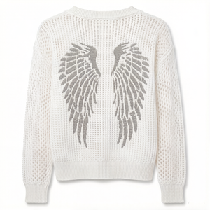 Maglione da Donna <span class=keywords><strong>con</strong></span> Intarsio a <span class=keywords><strong>Ali</strong></span>, Maniche Lunghe e Collo Rotondo - Product Image 5