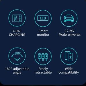 Retractable Dual USB &amp; 2 Type-C <strong>Ports</strong> 15W PD Fast Charging Car <strong>Charger</strong> with Voltage Detection <strong>for</strong> Smart Watch 5V/2A Input - Product Image 5