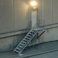 Escalier d'évacuation d'incendie Prima personnalisé à double rampe, structure en acier, pour fosse de fondation