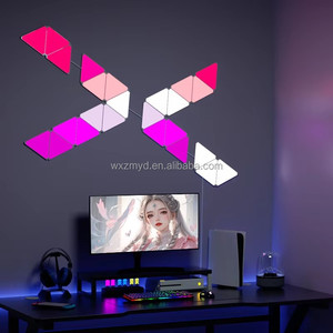 3-23Pcs Wifi <span class=keywords><strong>Bluetooth</strong></span> Ứng Dụng Điều Khiển DIY LED Tam Giác Đèn Tấm Âm Nhạc Đồng Bộ RGB Màu Lượng Tử Tường Ánh Sáng Phòng Chơi Game Đèn - Product Image 3