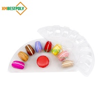 Plateau d'insertion en blister transparent pour macarons, forme et taille personnalisées, 9 cavités, pour desserts et biscuits, conteneur de présentation en PET