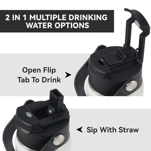 Botella de vacío de acero inoxidable de 18 oz con doble y triple pared, aislamiento al vacío, tapa con pajita abatible 2 en 1, sin condensación y a prueba de fugas para alimentos. - Product Image 3