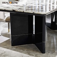 Ensemble de table à manger moderne de luxe avec 8 chaises et plateau en marbre avec ensemble de chaises confortables