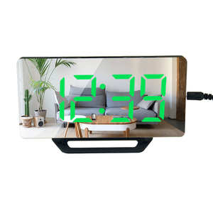 EMAF Đồng Hồ Báo Thức Gương Cổng Sạc USB Kép Của Nhà Máy Đồng Hồ LED Báo Thức Để Bàn Gương Kỹ Thuật Số Điều Chỉnh Độ Sáng - Product Image 6