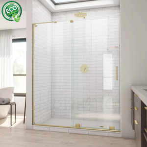 Cabine de douche d'angle en verre de sécurité 1/4 pouce nickel brossé étanche OEM - Product Image 3