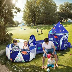 เต็นท์เด็กเล่นรูปจรวด 3 ชิ้น ชุดเต็นท์ทรงจรวดสำหรับเด็ก เต็นท์ป๊อปอัพขนาดเล็กสำหรับเล่นในบ้าน พร้อมบ่อบอล - Product Image 3