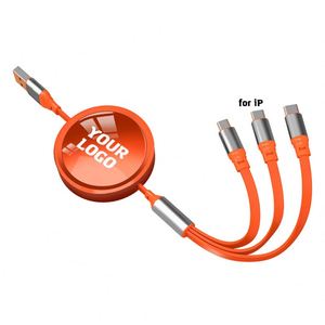 Promotion Gift Triple Port 100W Retractable Charging for <b>Micro</b> and <b>Usb</b> C Devices Tpe Flat Perfect Travel <b>Cable</b> - Product Image 1