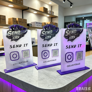 Letrero de Acrílico Personalizado con Soporte en Forma de L, Exhibidor de Tarjetas con Código QR para Tiendas de Artículos Deportivos y Coleccionables - Product Image 4