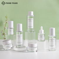 Nouvelle conception de flacon pompe en verre pour sérum cosmétique, fond épais, transparent, flacons et pots en verre, 30 ml, 50 ml, flacon compte-gouttes