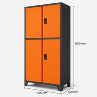 Armario de Almacenamiento Metálico Resistente de 4 Puertas con Cerraduras de Código Digital, Base Elevada, Multicolor, para Almacenamiento de Equipos en Almacenes y Garajes