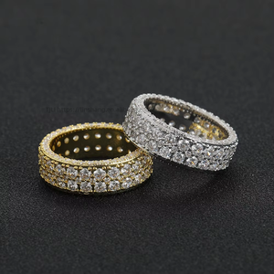 Bague pour homme en cuivre, 7,5 mm, vintage, ronde, entièrement en zirconium, brillante, simple, cercle - Product Image 1