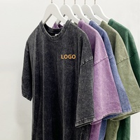 Camiseta de Hombre de Alta Calidad con Logotipo Personalizado, Estilo Vintage, 100% Algodón, Lavado Ácido, Transpirable, MOQ Bajo