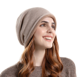 Simple automne hiver coréen tricoté tas Slouchy Beanie chapeau chaud oreille protecteur femmes froid chapeau grand chapeau - Product Image 2