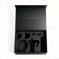 Boîte cadeau rigide magnétique noire mate avec insert en EVA flocé sur mesure pour la vaisselle de table, emballage de luxe haut de gamme