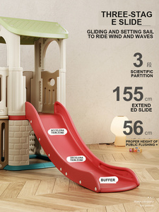 Ensemble de jeu château pour enfants avec toboggan, équipement de jeu d'intérieur pour tout-petits, grand centre de jeu pour enfants avec panier de basket - Product Image 3