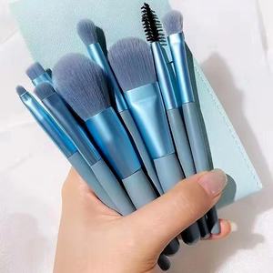 Kit de pinceaux de maquillage portables en fourrure douce, mini pinceaux de maquillage 8 pièces, pinceau d'ombre à paupières essentiel de voyage avec sac en PU, vente en gros - Product Image 5