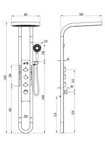 Pannelli <span class=keywords><strong>Doccia</strong></span> a Pioggia in <span class=keywords><strong>Acciaio</strong></span> <span class=keywords><strong>Inox</strong></span> Impermeabili con Miscelatore a Cascata e Finitura Spazzolata per Bagno - Product Image 5