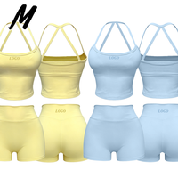 Nouvel Arrivage Milady – Ensemble 2 Pièces Short et Caraco Rembourré pour Femme, Respirant, Écoresponsable, Spandex/Nylon, Coupe Ajustée, Décontracté, Idéal Entraînement