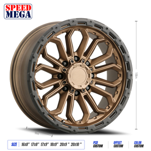 ล้ออัลลอยด์ออฟโรดความเร็วสูงสีน้ำตาลเข้มสำหรับรถกระบะ SUV 17x10J 19x9J 18x6.5J 20x10J ขอบบีดล็อคจานลึก - Product Image 3