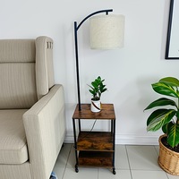 Lampe de sol en fer télécommandée transfrontalière avec étagère de rangement et bibliothèque, rechargeable USB Type-C pour lumière LED à CRI élevé 90