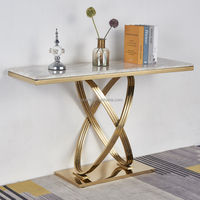 Meubles de salon, tables consoles en acier inoxydable pour l'entrée, table console en marbre pour le couloir, tables décoratives pour l'entrée d'hôtel