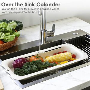 Stretch Modern Expandable Multifunctional Vegetable Washing Storage Portable <b>Plastic</b> Draining <b>Basket</b> for Kitchen - Product Image 3