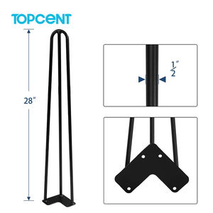 قاعدة معدنية لطاولات الطعام والقهوة من Topcent مصنوعة من الصلب المصبوب بإطار من الحديد بإطار مستدير حديث صناعي للمطاعم مع X أرجل للطاولة - Product Image 3