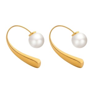 Boucles d'oreilles pendantes en forme de gouttes d'eau, imitation perle, style rétro, polyvalentes, haut de gamme, géométriques, en métal, pour le quotidien, de niche, luxe léger - Product Image 5