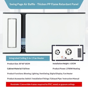 Ventilateur de plafond chauffant 2700W pour salle de bain avec télécommande, éclairage LED, ventilation intégrée, en fer antirouille - Product Image 4