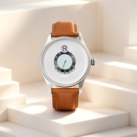 Montre à quartz pour homme, fine et minimaliste, à une main, bracelet en cuir véritable confortable, affichage de la date et du calendrier, montre décontractée pour les affaires