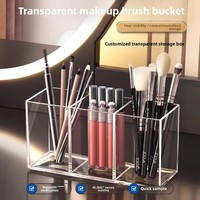 Porte-stylos transparent en acrylique, boîte à peinture, rangement pour pinceaux cosmétiques, style minimaliste moderne, modèle KUNSHAN AML-HO25-0041, pour bureau