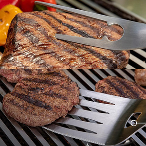 Kit d'outils de barbecue en acier inoxydable : Spatule, fourchette, pinces, brosse, brochettes – Ensemble d'ustensiles de cuisson pour barbecue - Product Image 3