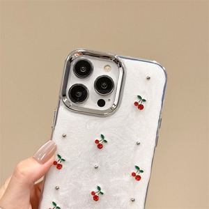 Nuova Custodia Protettiva di Lusso con Ciliegie Rosse 3D in Strass per <span class=keywords><strong>iPhone</strong></span> 17 16 15 <span class=keywords><strong>Pro</strong></span> Max 14 Plus 13, alla Moda per Donna - Product Image 3