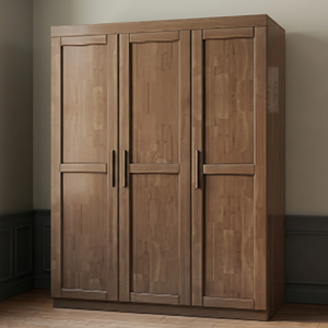 Modern Wooden Wardrobe <b>With</b> Shaker <b>Doors</b> Freestanding Bedroom <b>Storage</b> <b>Cabinet</b> Scandinavian Design Large Capacity - Product Image 3
