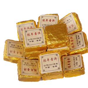 Thé Pu-erh <span class=keywords><strong>Tuocha</strong></span> du Yunnan, année 2003, 500g, Shu, petit carré doré, thé Pu-erh pur, gâteau de thé Pu-erh, brique de thé Pu-erh - Product Image 1